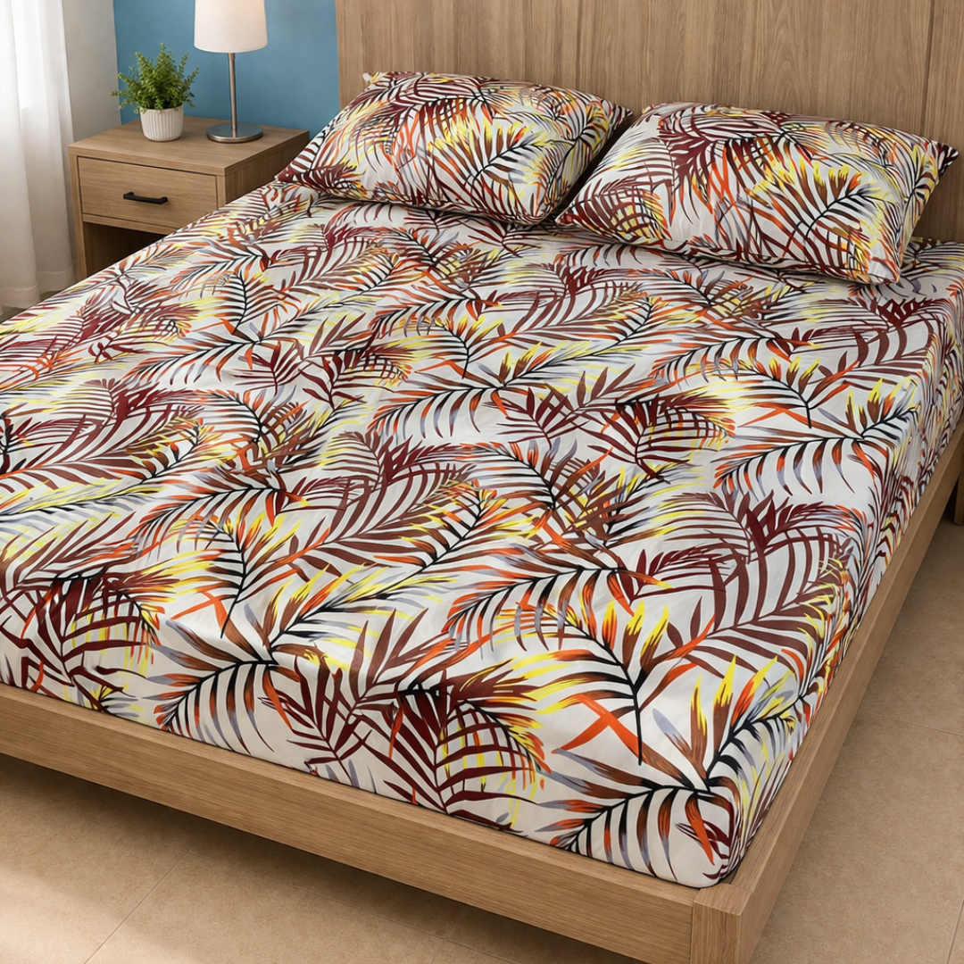 Tropical Leaves Bedsheet (شرشف مغيط)