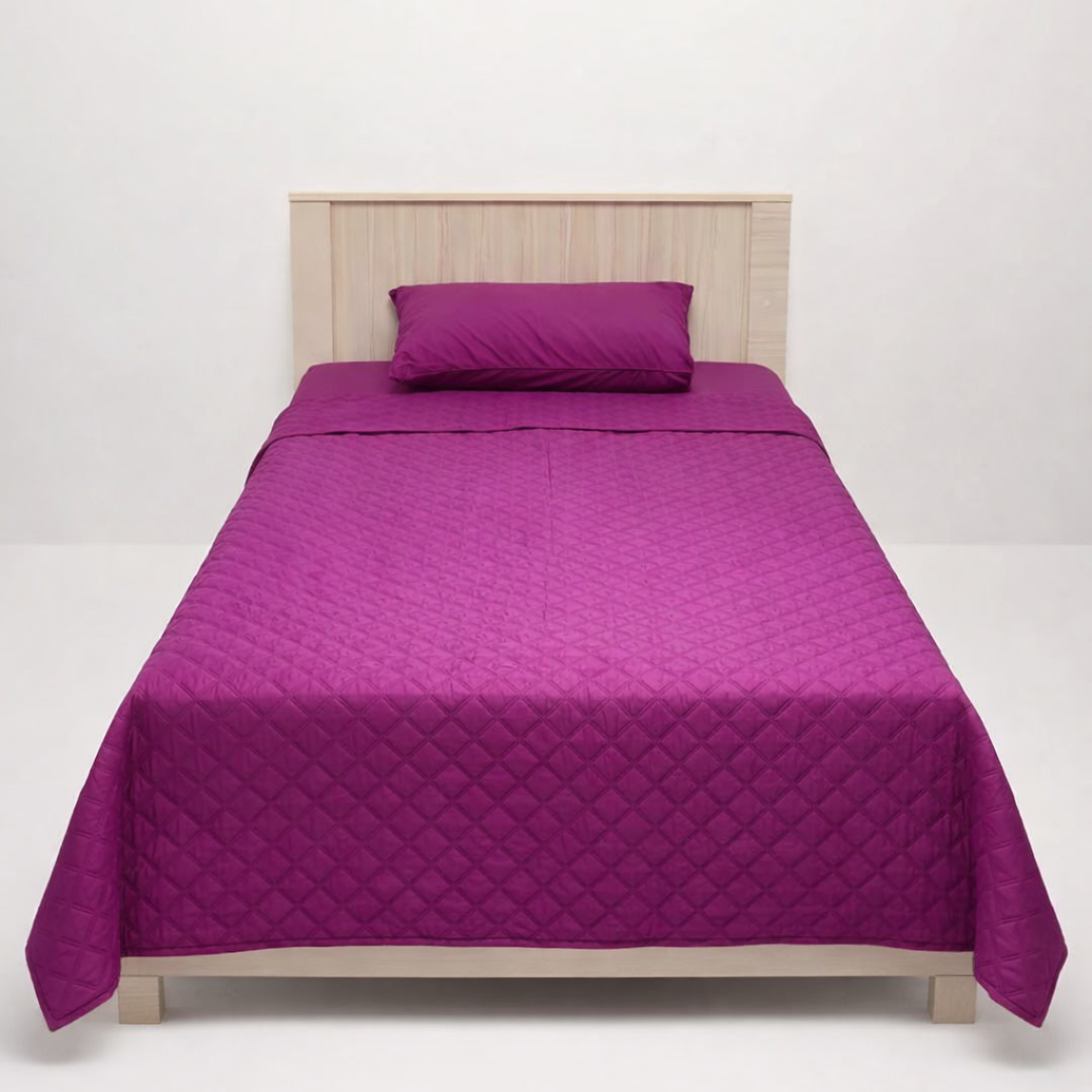 Plain purple bedspread
