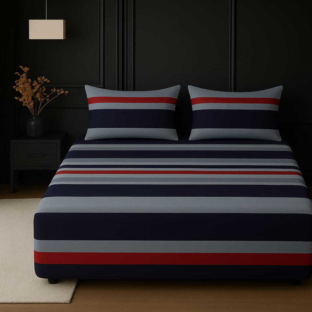 Striped black & red bedsheet (شرشف مغيط)