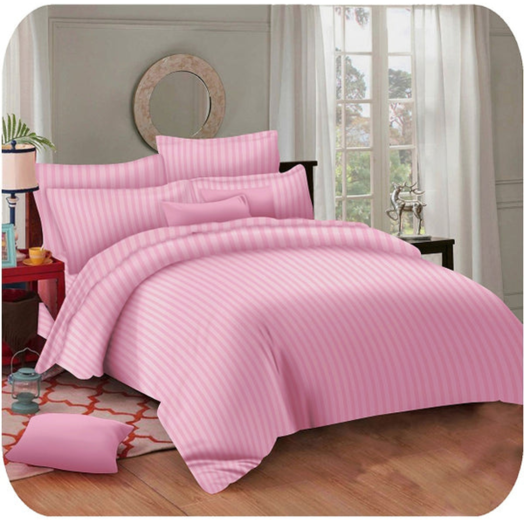 Striped Plain duvet cover set (طقم ملاحف)