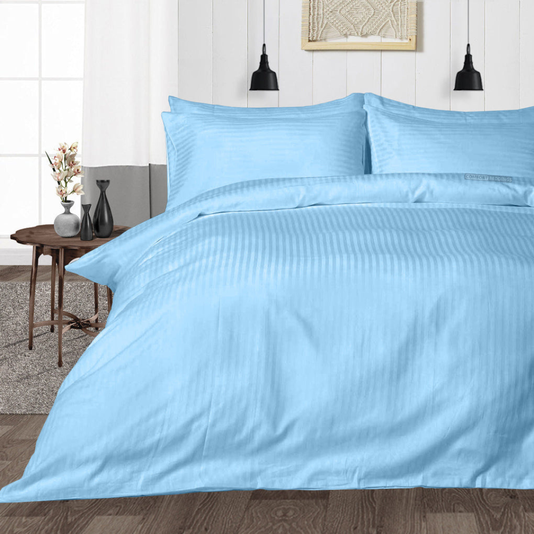 Striped Plain duvet cover set (طقم ملاحف)