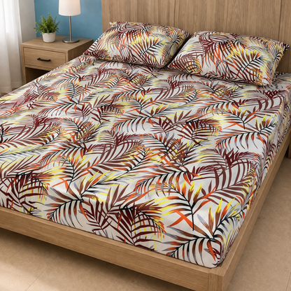 Tropical Leaves Bedsheet (شرشف مغيط)