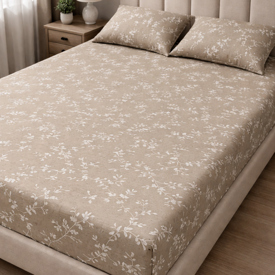 Elegant Leaves Bedsheet (شرشف مغيط)
