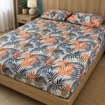 Tropical Leaves Bedsheet (شرشف مغيط)
