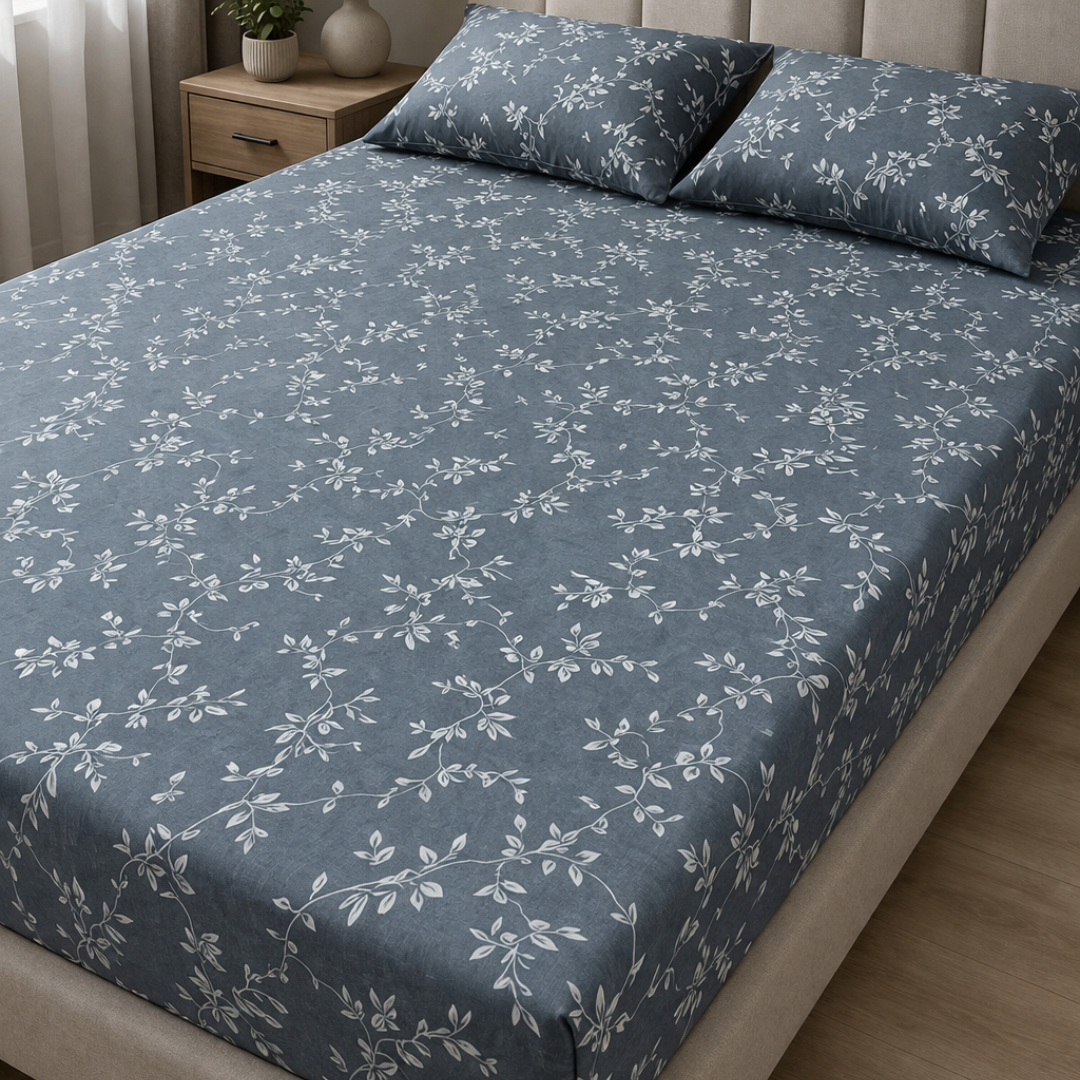 Elegant Leaves Bedsheet (شرشف مغيط)
