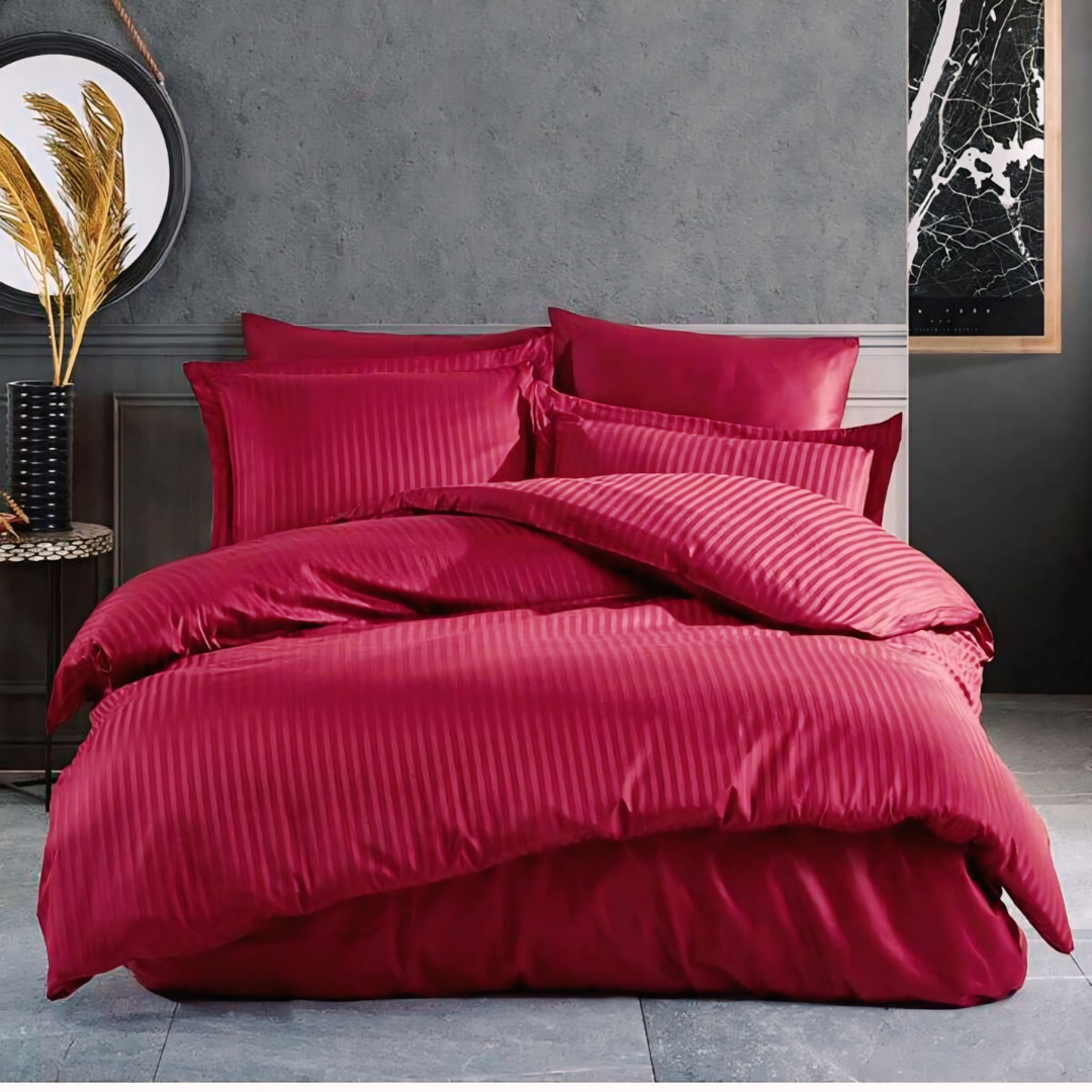 Striped Plain duvet cover set (طقم ملاحف)