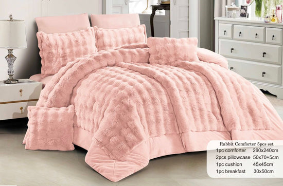 Striped Rabbit fur Comforter (كوفرلي)