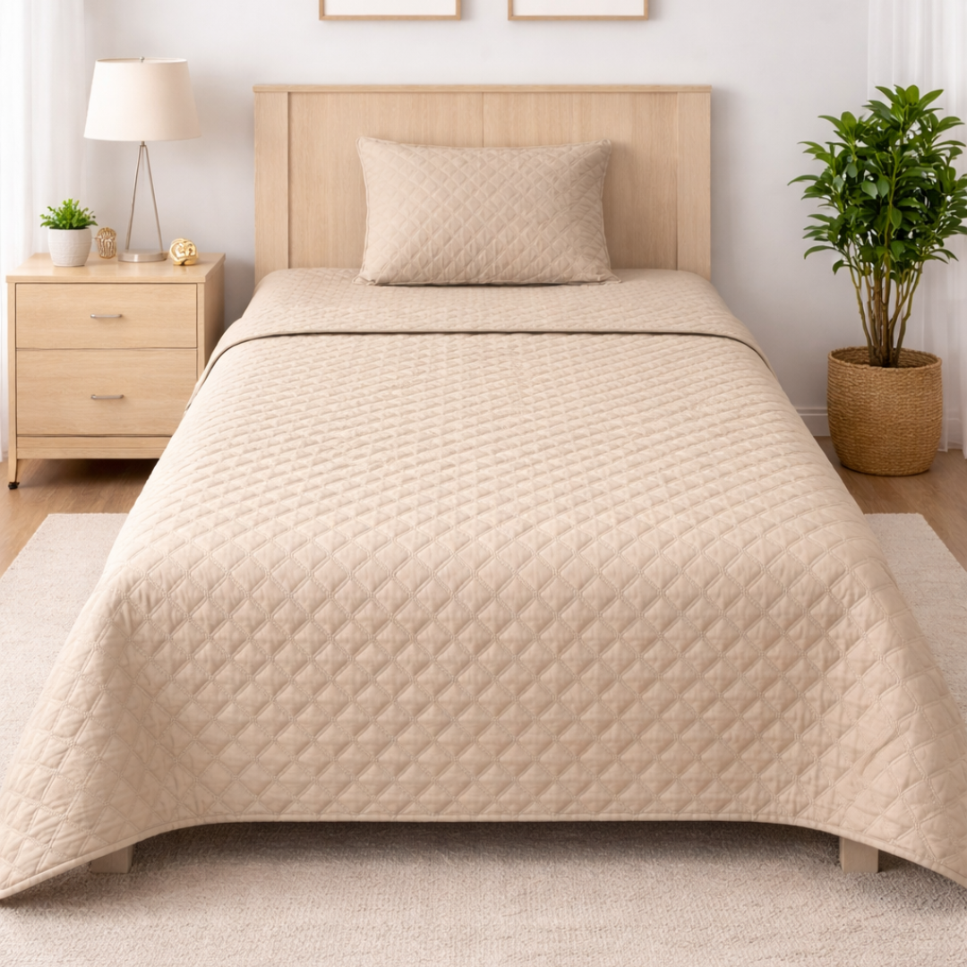 Plain Beige bedspread